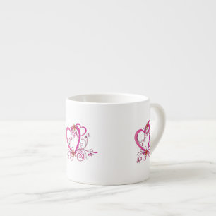 Länkade rosa Hearts Espressomugg