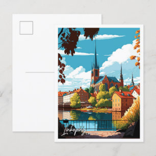 Länkning av illustration av Vintage för Sverige av Vykort