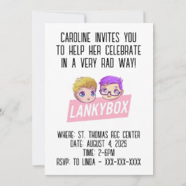 Lankybox Youtube Birthday Invitation Inbjudningar