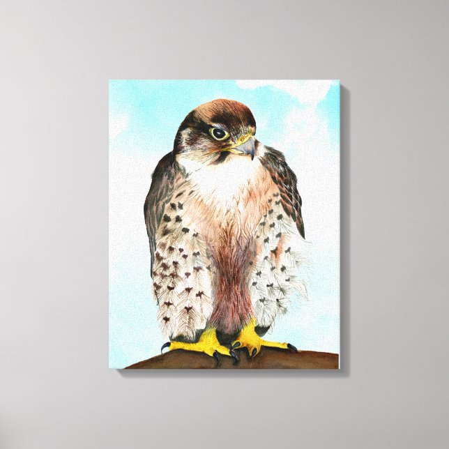 Lanner Falcon Watercolor Painting Canvastryck (Framsida)