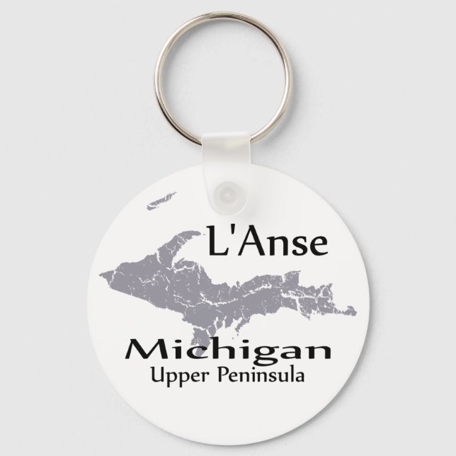 L'Anse Michigan Karta Design Keychain Nyckelring (Framsida)