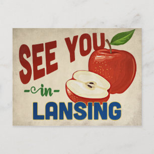 Lansing Michigan Apple - Vintage resor Vykort