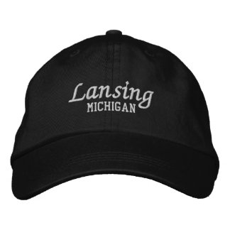 Lansing Michigan Embroidered Baseball Hat Broderad Keps