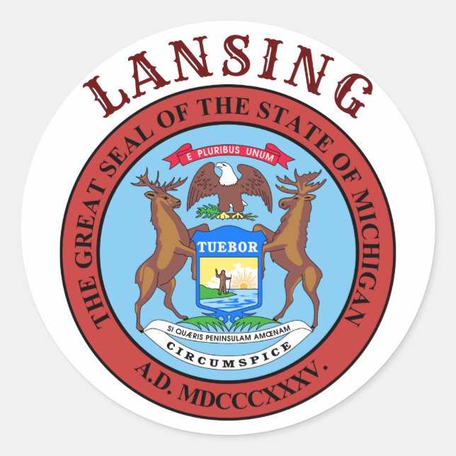 Lansing Michigan Runt Klistermärke (Framsida)