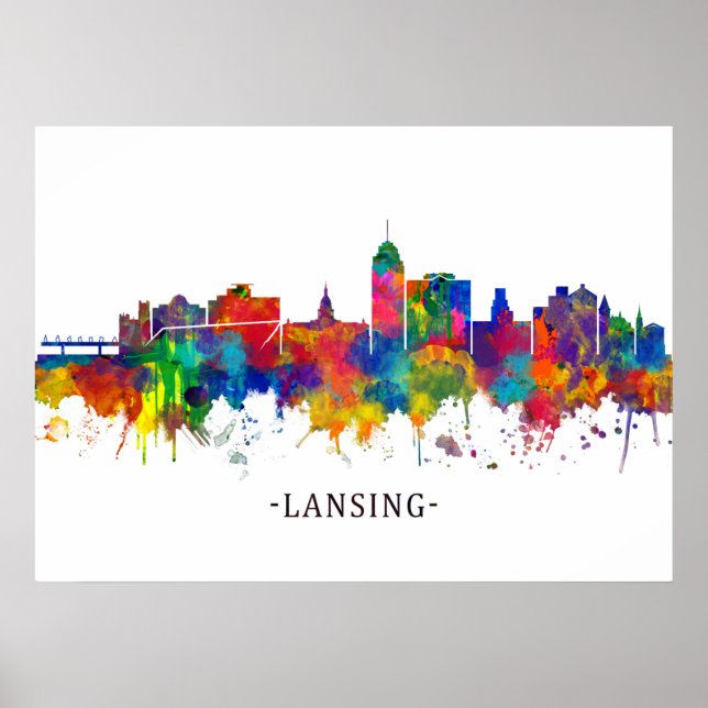 Lansing Michigan Skyline Poster (Framsidan)
