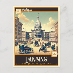 Lansing Michigan VINTAGE Vykort