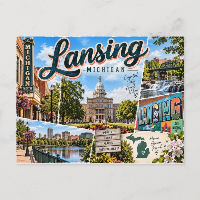 Lansing Michigan Vykort (Framsida)