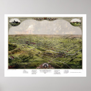 Lansing panorama- karta för MI - 1866 Poster