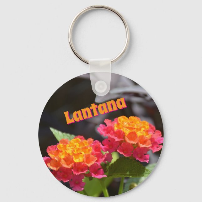 Lantana Bright Colorful Botanical Flowers Nyckelring (Framsida)