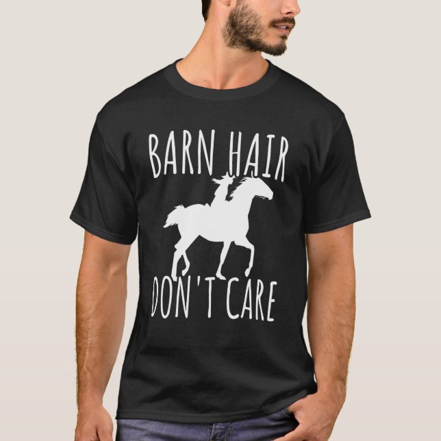 Lantbrukare Hår Spelar Ingen Roll Barn Häst Ridnin T Shirt (Framsida)