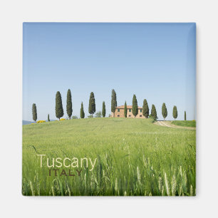 Lantbrukarhem i Tuscany med cypressestextmagneten Magnet