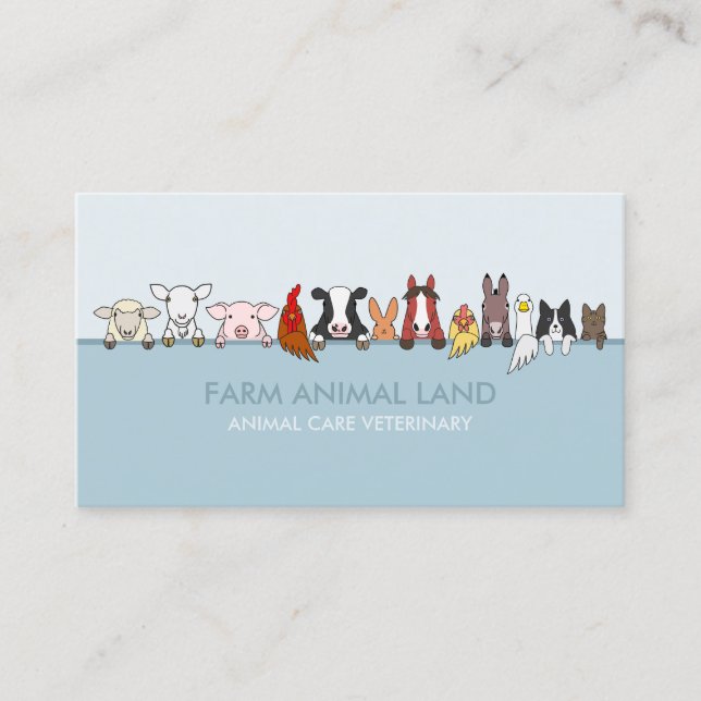Lantbruksdjur Veterinär Blå Visitkort (Framsida)