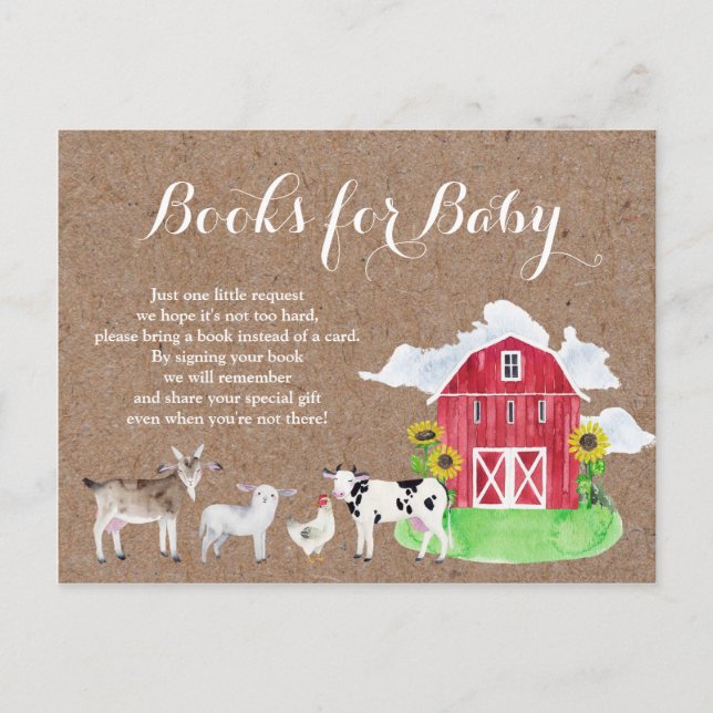 LANTDJUR akvarell kraft Böcker för bebisar Inbjudan Vykort (Framsida)