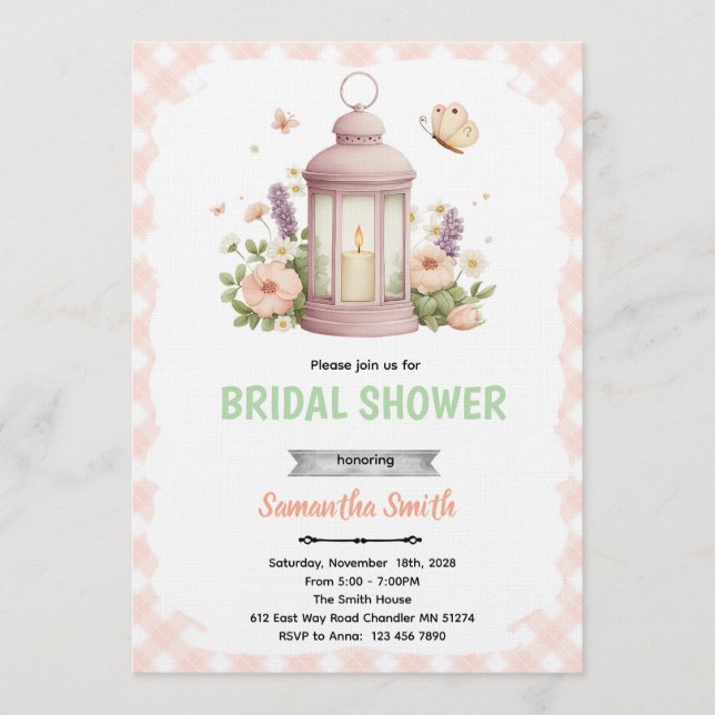 Lantern Bridal Shower Invitation Inbjudningar (Framsida)