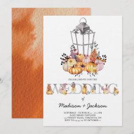 Lantern Bröllop Watercolor Höst Inbjudningar