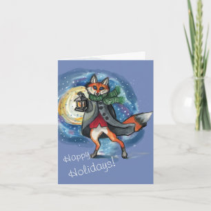 Lantern Fox i Snö~helgdag-kortet Helgkort