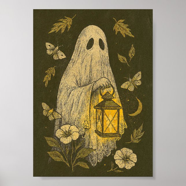 Lantern Ghost Halloween Boho Poster (Framsidan)