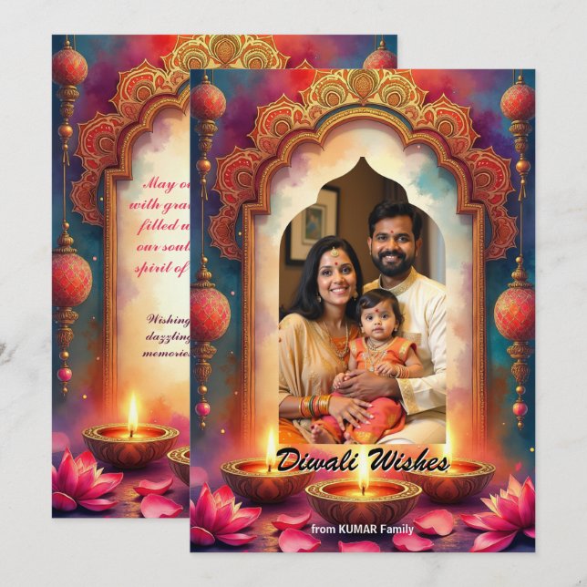 Lantern Glow Diwali Greeting Card Inbjudningar (Fram/baksida)