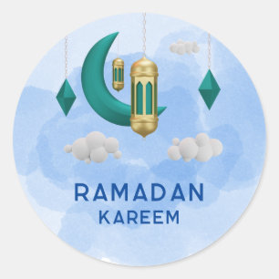 Lantern Islamic Ramadan Kareem Round Sticker Runt Klistermärke