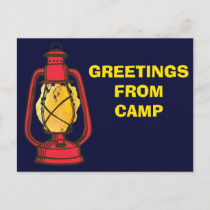 Lantern Navy Blue Hälsning från Camp Postcard Vykort