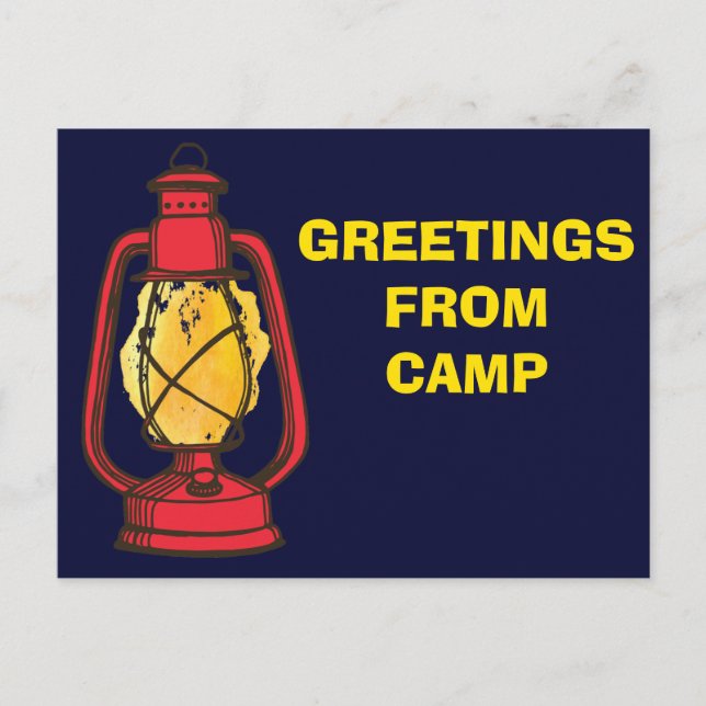 Lantern Navy Blue Hälsning från Camp Postcard Vykort (Framsida)