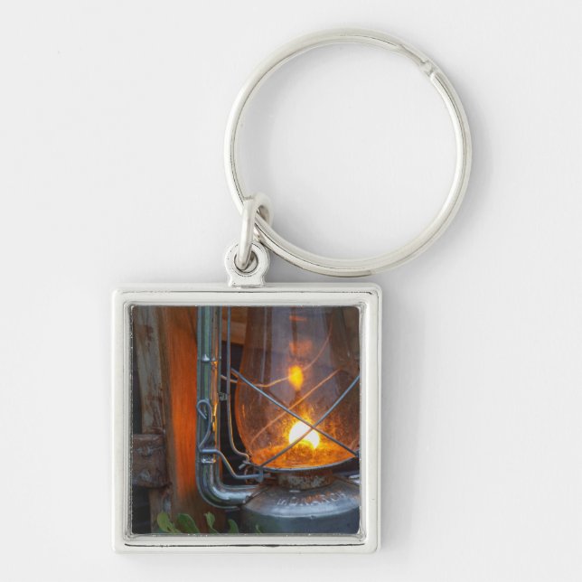 Lantern vid Plains Camp, Kruger National Park Fyrkantig Silverfärgad Nyckelring (Framsidan)