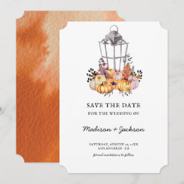 Lantern Watercolor Autumn Bröllop spara datum Datumet