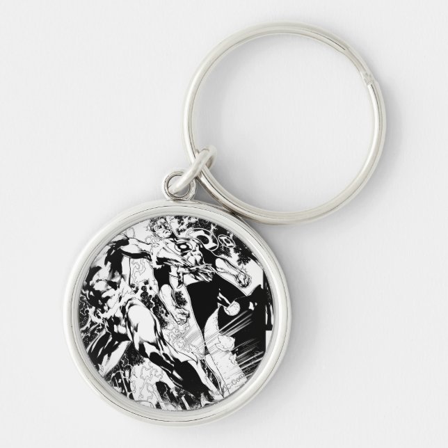 Lanternanelen 2 för Flash och Grönt Rund Silverfärgad Nyckelring (Framsidan)