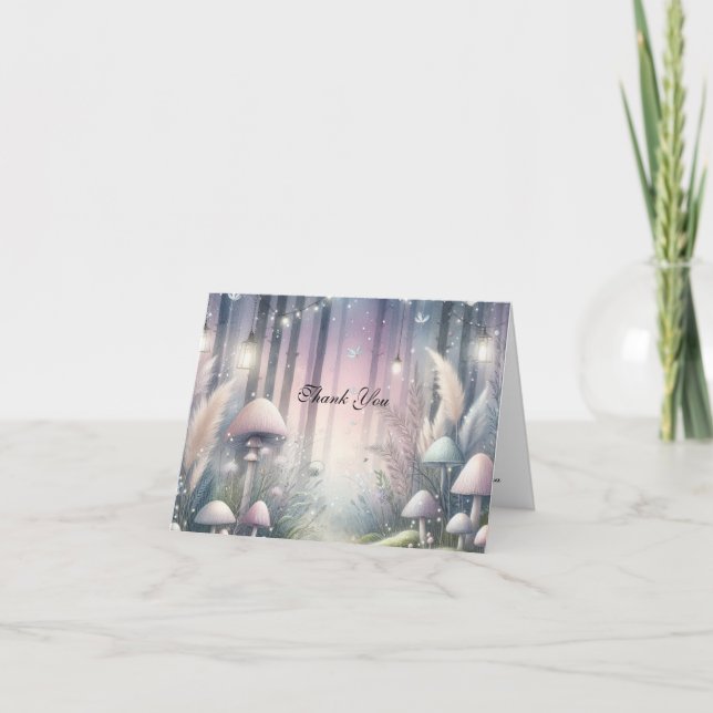 Lanternlight Dreams Enchanted Forest Bröllop Tack Kort (Framsida)