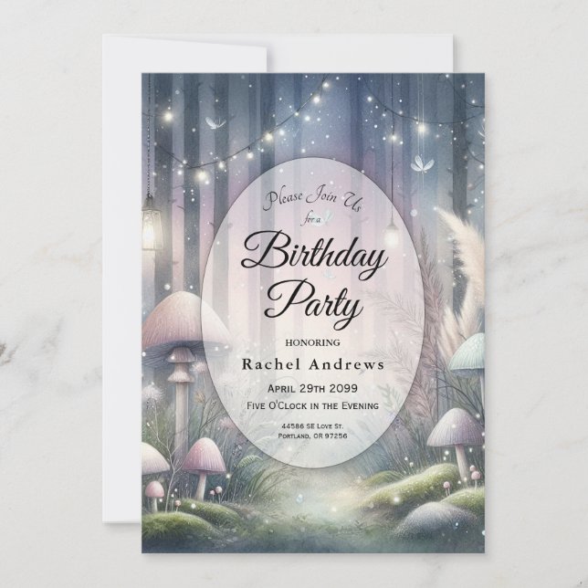 Lanternlight Dreams Enchanted Forest Inbjudningar (Framsida)