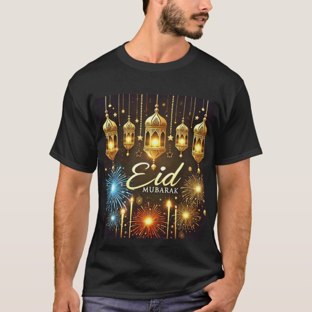 Lanternor & Fireworks Eid Firande T Shirt (Framsida)