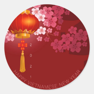 Lanternor Hao Dao Lycklig Vietnamese New c Year RS Runt Klistermärke