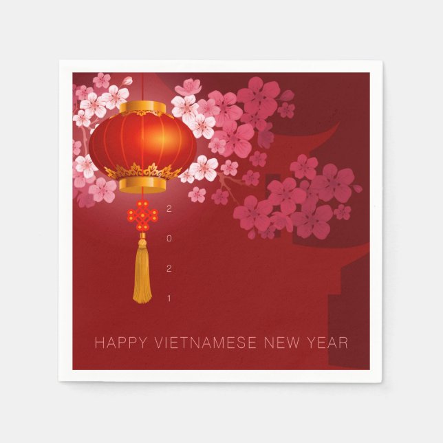 Lanternor Hao Dao Lycklig Vietnamese New Year PPN Pappersservett (Framsidan)