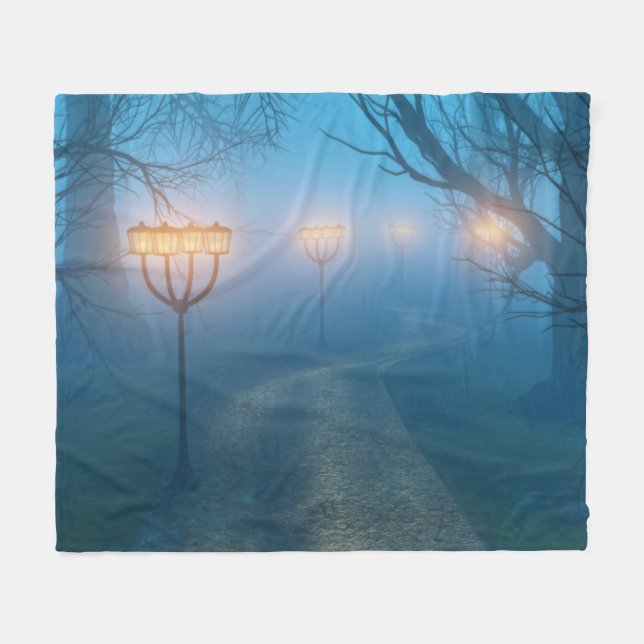 Lanternor i dimma Blanket Fleecefilt (Framsidan (Horisontell))