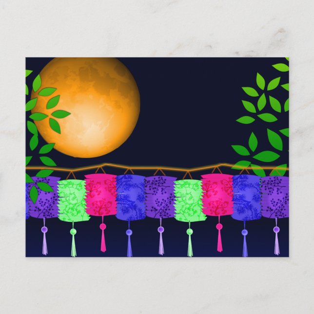 Lanternor och Full Moon Vykort (Framsida)