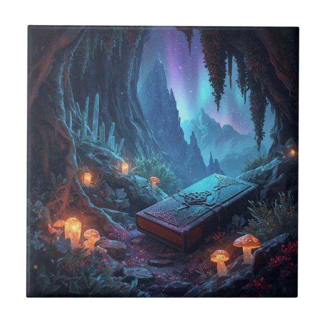 Lanterns, Mushrooms, and a Book Kakelplatta (Framsidan)