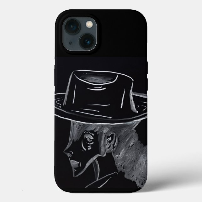 Lantflicka som funderar på IPhone-fodral (Baksida)