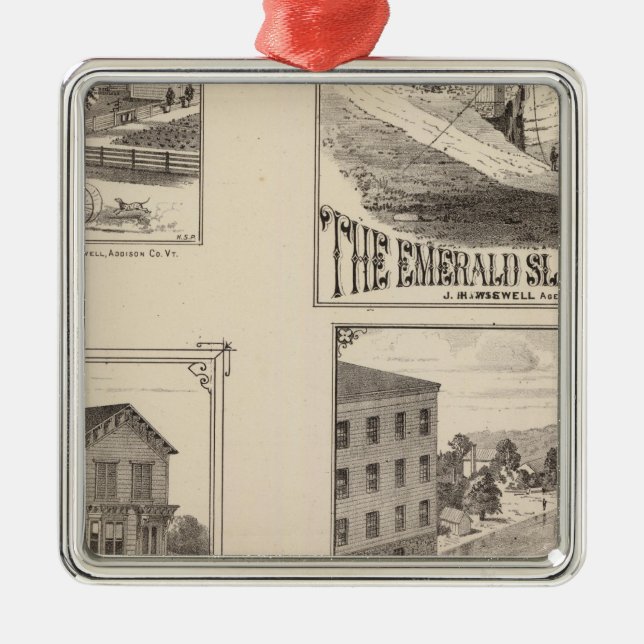 lantgård och waterworks i Hydeville Julgransprydnad Metall (Framsidan)