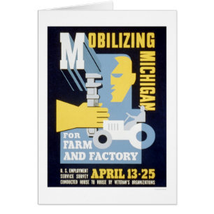 Lantgårdfabrik Michigan 1943 WPA Hälsningskort