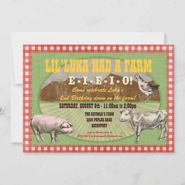 Lantgårdpartyinbjudan - gammala MacDonald hade en Inbjudningar (Framsida)