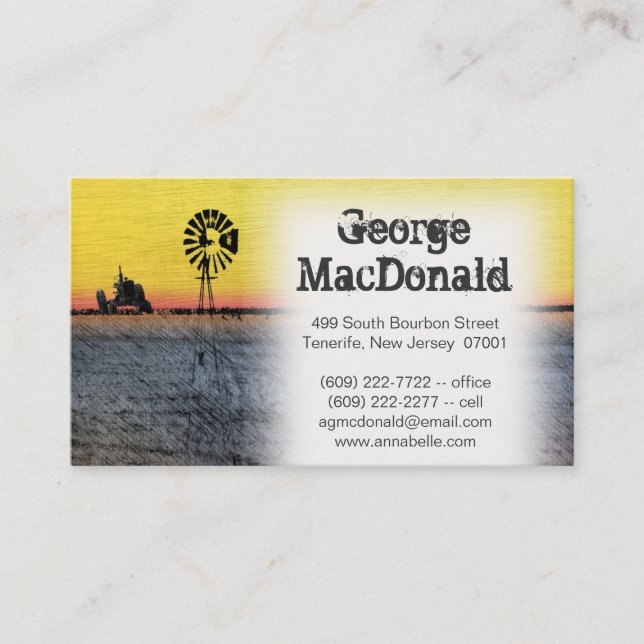 Lantgårdplats med traktoren & kvarn visitkort (Framsida)