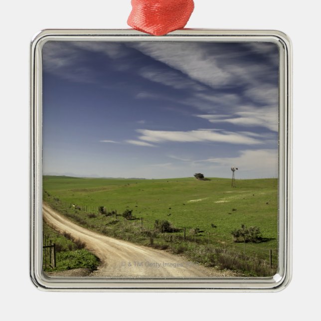 Lantgårdväg som tvinnar mellan vetefält, Caledon, Julgransprydnad Metall (Framsidan)