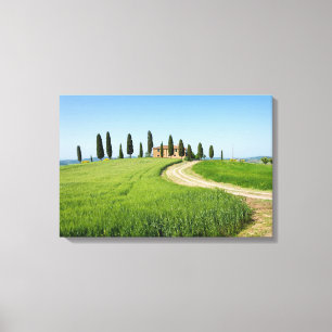 Lantgårdvilla med cypressträd i Tuscany Canvastryck