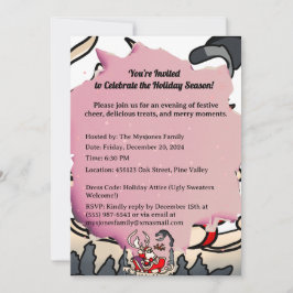 Lantisk jultomte i släde med lykta inbjudningar