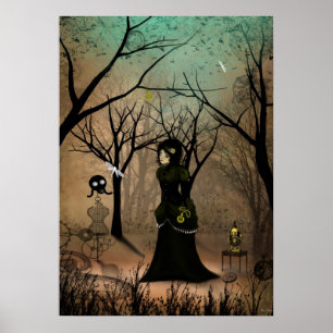 Lantlig affisch för flicka för Goth Steampunk