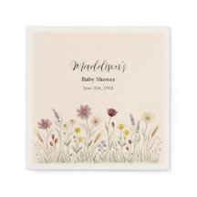 Lantlig äng med vilda blommor baby shower papperss