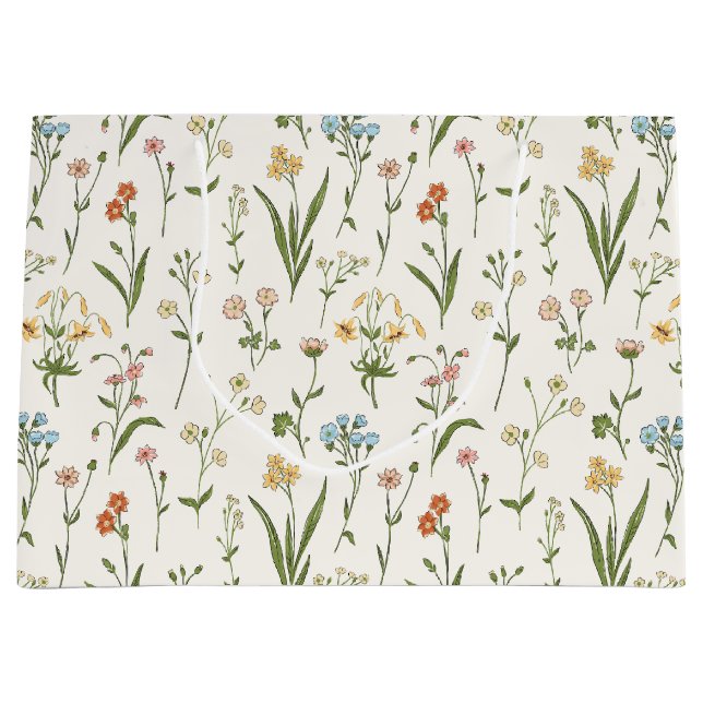 Lantlig äng med vilda blommor Handritad flerfärgad (Framsidan)