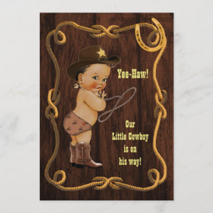 Lantlig baby shower för ljus etnisk Cowboy Inbjudningar