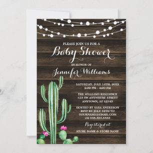 Lantlig baby shower för trä för inbjudningar