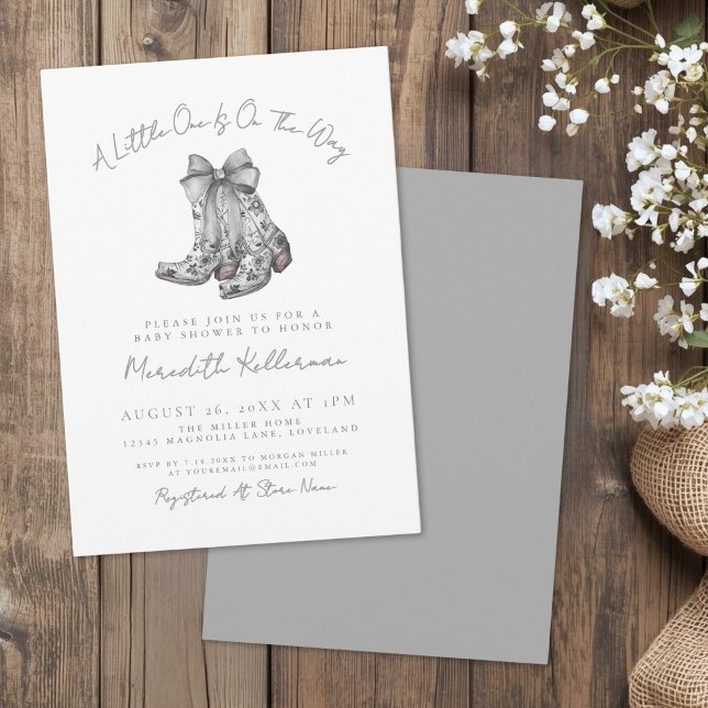 Lantlig baby shower inbjudningar (Country Bow Baby Shower Invitation)